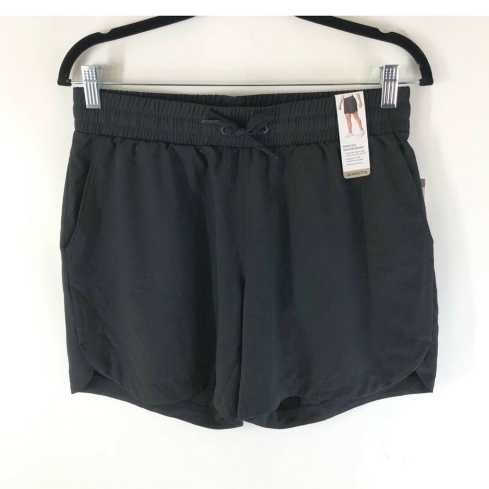 Mondetta Womens Stretch Woven Shorts Elastic Waist Moisture Wicking Black Size S